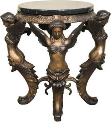 Produktbild von Casa Padrino Luxus Barock Hocker Engel Ø 51 x H. 48 cm - Runder Bronze Sitzhocker im Barockstil - Barock Möbel