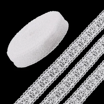 Herz-Spitzenbesatz, Polyester, 13,72 m x 2,8 cm, weiß