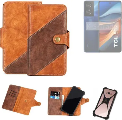 Produktbild von K-S-Trade Handyhülle Schutzhülle Bookstyle Case Wallet-Case kompatibel mit TCL 50 SE Cover Klapphülle Kantenschutz Smartphone dunkelbraun braun 1x