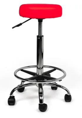 Produktbild von Ergonomisch Rollhocker Rot - Hoch / mit Fußstütze / Standardmäßige Räder