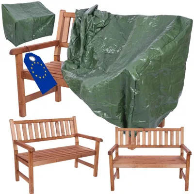Produktbild von MODO24 Gartenbank Holz, 2-Sitzer, Schutzhülle PVC, Friesenbank, Parkbank, Massivholz, 90x117x70 cm, Braun Imprägniert, MIRA