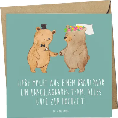 Produktbild von Mr. & Mrs. Panda Grußkarte Unschlagbares Brautpaar - Meeresbrise - Geschenk, Glückwünsche, faltkarte, doppelkarte, Geschenke, Hochzeitspaar, Heiraten, Klappkarte, Heirat