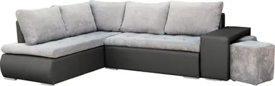 Produktbild von Ecksofa mit Schlaffunktion und Bettkasten, Couch für Wohnzimmer, Schlafsofa Sofagarnitur Sofa Eckcouch L-Form Wohnlandschaft mit Bettfunktion, Ottomane links - 265 x 180 x 88 cm - Belgrad - (Ecksofa Belgrad Dot 90+ Madryt 195 Hellgrau + Dunkelgrau)