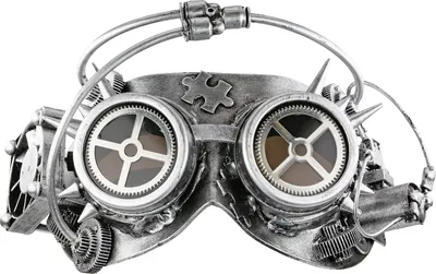 Produktbild von Gilde Dekoobjekt, Maske, "Steampunk", Kunststoff, silberfarben, VE 3, L. 12 cm, B. 22 cm, H. 11 cm 55751 4063387557518
