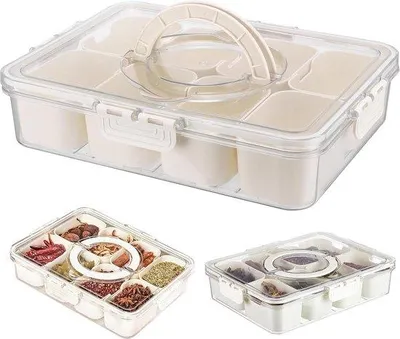Produktbild von Portionierbox mit Fachern, Deckel, Griff, für Picknick