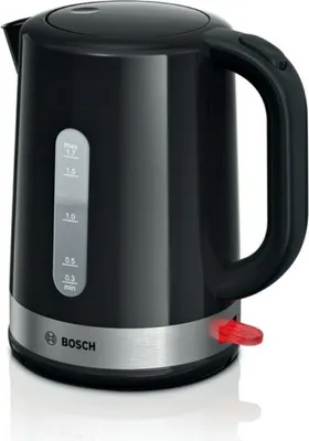 Zdjęcie produktu dla Bosch TWK6A513, 1,7 l, 2200 W, Czarny, Stal nierdzewna, Plastik, Stal nierdzewna, Wskaźnik poziomu wody, Zabezpieczenie przed przegrzaniem