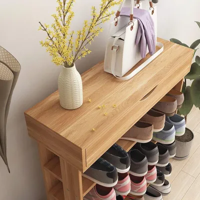 Schuhregal mit 5 Ebenen und Stauraum - Holzschuhorganizer 75 x 19 x 94 cm
