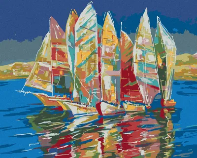 Immagine prodotto di Zuty - Dipingere con i numeri - BARCHE A VELA COLORATE, 40x50 cm, senza cornice e senza tela tesa
