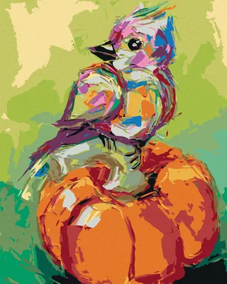 Produktbild von Zuty - Malen nach Zahlen - BUNTER VOGEL AUF EINEM KÜRBIS, 40x50 cm, ohne Keilrahmen