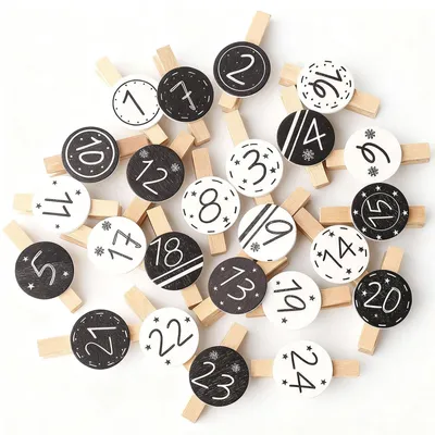 Image de 2 calendriers de l'Avent - Coffret de 24 articles - Chiffres - Bois - Noël - (naturel)