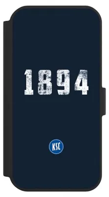 Produktbild von NIVOCASE Klapphülle für Apple iPhone 15  Handyhülle aus Kunst Leder NIVOflip schwarz Bundesliga KSC Karlsruher SC