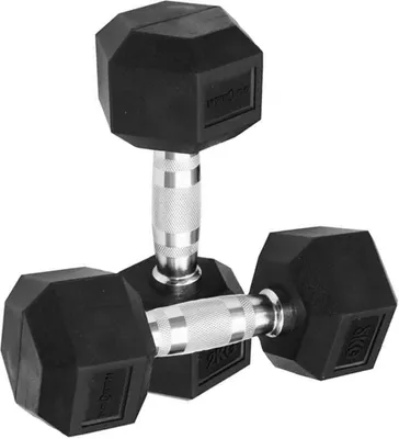 Produktbild von Sporttrend 24® Hexagon Hantel 1-50KG, Paar, verchromter Griff | sechseckige Kurzhantel, rutschfeste Kompakthantel, gummierte Hex Hanteln (2x2KG)