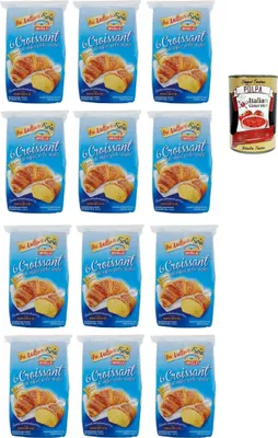 Produktbild von Divella Croissant Classico, Croissants mit weicher Blätterteig, 12x 240g Packung, Jede Packung enthält 6 Croissants + Italian Gourmet polpa 400g