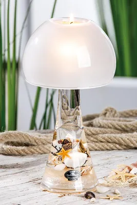Immagine prodotto di Gilde Dreamlight, Windlicht, Lampe Salon, "Sea Breeze ", Glas, beige, klar, VE 2, H. 23 cm, D. 12.5 cm 73422 4063387734223