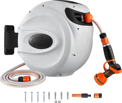 DURHAND Avvolgitubo Automatico 10m + 90cm con Attacco 1/4'', Montaggio a Parete e Ruotabile di