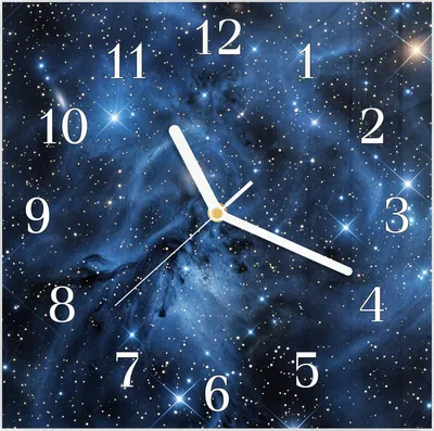Produktbild von Wanduhr aus Glas mit Motiv Sternenhimmel- 30 x 30 cm - inkl. Aufhängesystem