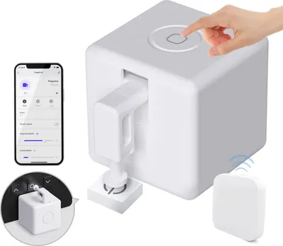Produktbild von Smart Button Pusher Fingerbot Keine Verkabelung Kompatibel mit Alexa Google Home Tuya BT Hub Fernbedienung Drahtloser intelligenter Lichtschalter Bot Timer Sprachsteuerung Automatische Steuerung mit Gateway
