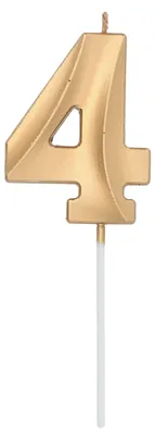 Zahl-Kerze Glamour 4, goldfarben, metallic, 7 cm, 1 Stück