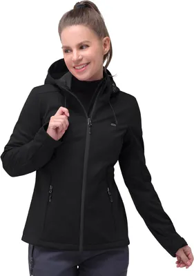 Productafbeelding van Dames Softshelljas Waterdicht Winddicht Ademend - Lichte Overgangsjas met Capuchon voor Fietsen Wandelen Hardlopen