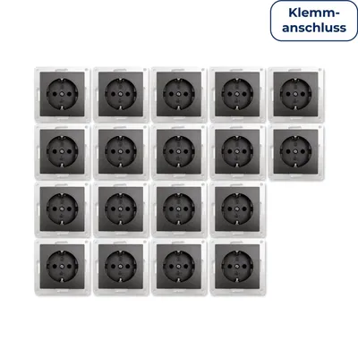 Produktbild von 18x Schutzkontakt-Steckdose McPower "Flair", 250V/16A, Klemmanschluss, anthrazit, matt