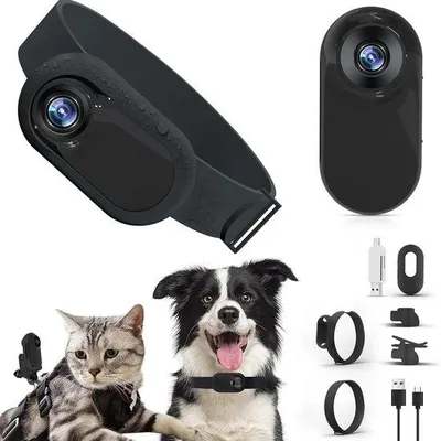 Produktbild von Halsband mit 1080P HD-Kamera - Mini-Pet-Kamera mit 170°-Weitwinkel - Kompaktes, tragbares Hunde-Tracking-Halsband