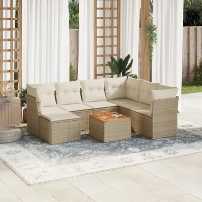Image de Maison Exclusive - Ensemble de salon de jardin 8 pièces avec coussins, rotin synthétique beige
