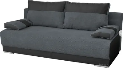 Produktbild von Sofa mit Schlaffunktion und Bettkasten, Couch für Wohnzimmer, Schlafsofa Federkern Sofagarnitur Polstersofa Wohnlandschaft mit Bettfunktion - 196 x 92 x 85 - Nisa (Dunkelgrau + Schwarz)