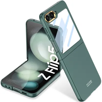Obrázek produktu pro Tenké matné PC pouzdro na Samsung Galaxy Z Flip 5 s ochranou displeje a objektivu kamery zelené