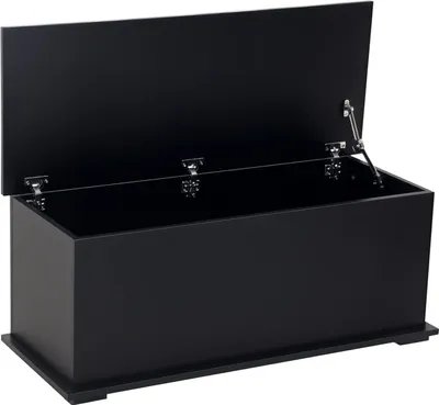 Obrázek produktu pro Dřevěná úložná truhla - Lavice/otoman s víkem - 100 x 40 x 40 cm - Do obývacího pokoje - K montáži - Černá barva