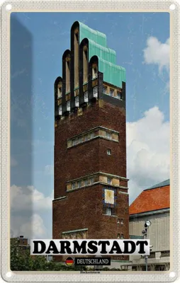 Produktbild von vianmo Blechschild 18x12 cm Darmstadt Hochzeitsturm Bildmotiv Reisemotiv Abenteuer Reisen
