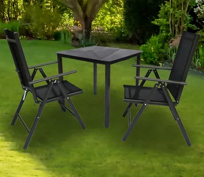 Produktbild von VCM 3 tlg. Gartenmöbel Set | Sitzgruppe Essgruppe | 1xTisch, 2x Stühle | Tisch Maße ca. H. 76 x B. 80 x T. 80 cm | Stühle 80 SW