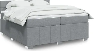 Produktbild von Boxspringbett mit Matratze Hellgrau 200x200 cm Stoff, Klassische Betten 2024 Neu DesignMöbel