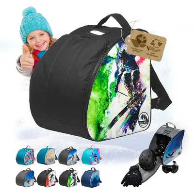 Produktbild von BAMBINIWELT Kinder Skischuhtasche Skistiefeltasche integrierte Standfläche Wasserablaufloch Helm Skibrille Handschuhe (Modell 8)
