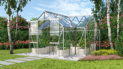 Produktbild von Vitavia Gewächshaus "Sirona" aluminium 13 m² 3 mm ESG
