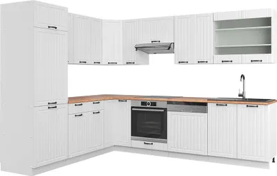 Zdjęcie produktu dla Kogoszczona kuchnia Vicco Fame-Line Biały rustykalny/Biały 287 x 227 cm, BP Dąb, Model 42142