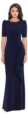 Produktbild von Xscape Langes Damenkleid mit 3/4-Ärmeln und seitlichen Rüschen, Mitternacht/Ausf