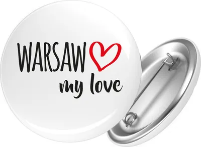 Produktbild von Huuraa Button Warsaw my love 59mm rund mit Sicherheitsnadel Ansteckbutton Geschenkidee