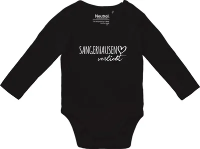 Produktbild von Huuraa Baby Body Sangerhausen verliebt 62 Black  Baumwolle Fairtrade Langarmbody Geschenkidee