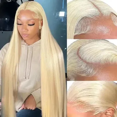 Produktbild von Haarverlängerung – Volle Spitzehaube – 613 Blond – 34 Zoll – Echthaar – Glatt – Für Damen