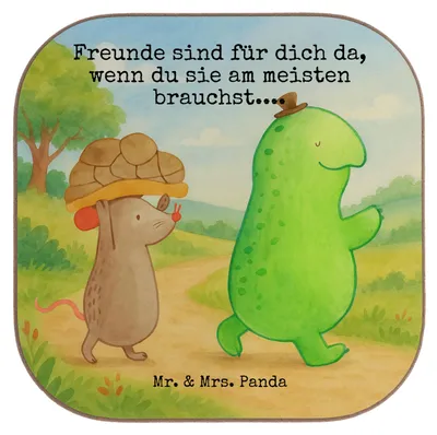 Produktbild von Mr. & Mrs. Panda Tischuntersetzer Schildkröte Maus Design - Weiß - Geschenk, Hilfe, Beste Freundinnen, Untersetzer Gläser, Tischschoner, für, gläseruntersetzer, Coaster