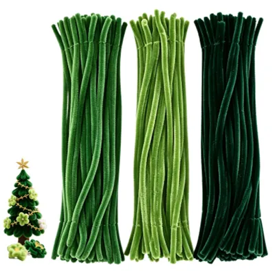 300 grüne Chenilledrähte, 30 cm, 8 mm, für DIY und Basteln