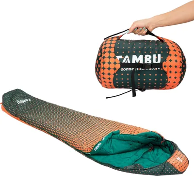 Produktbild von TAMBU Outdoor Camping Mumienschlafsack nachhaltiger Sommerschlafsack 205 x 80 aus recyceltem Material leicht & platzsparend