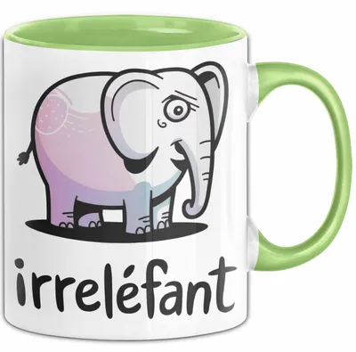 Produktbild von Elefant Tier Tasse Geschenk Lustige Geschenkidee Spruch Irrellefant (Grün)