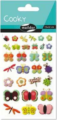 Produktbild von Maildor 560388C Packung mit Stickers Cooky 3D (1 Bogen, 7,5 x 12 cm, ideal zum Dekorieren, Sammeln oder Verschenken, Libelle) 1 Pack