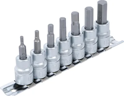Immagine prodotto di Set di bussole BGS con attacco quadro 10 mm (3/8") esagono 3 - 10 mm 7 pezzi - 5107