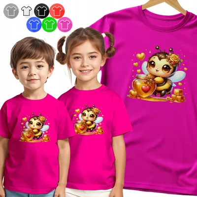 Zdjęcie produktu dla Koszulka Dziecięca T-Shirt - Pszczółka - Walentynki Serce Wzór - 3Xs