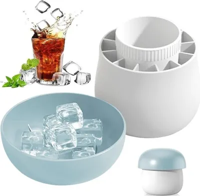 Produktbild von EiswüRfelform Silikon,EiswüRfelbehäLter Silikon EiswüRfelschale Eiseimer Eiswürfelformen mit Deckel Ice Cube Mold EiswüRfelform Silikon Eisbereiter Cup Eiswürfelbereiter Becher Silikon (blau)