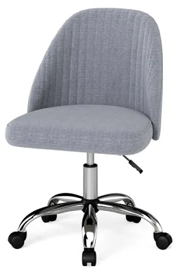 Produktbild von Höhenverstellbarer Bürostuhl, ergonomischer Schreibtischstuhl ohne Armlehnen, Drehstuhl mit Rollen, belastbar bis 136 kg, Stuhl für Homeoffice und Büro (Grau)