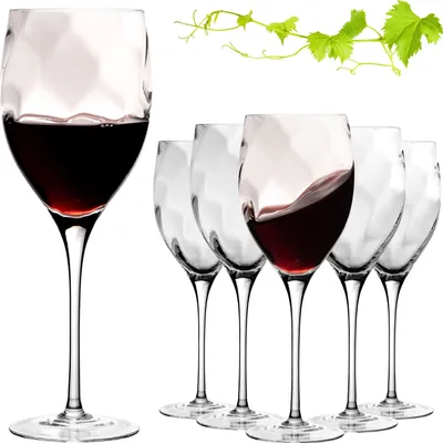 Produktbild von IMPERIAL Elegante Rotweingläser 350ml Serie "Glamour" Set 6-Teilig Weingläser aus Crystalline Glas Rotweinglas Handmade