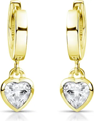 Produktbild von MATERIA Kinder Ohrringe Gold Zirkonia Herzen - kleine Creolen Silber 925 vergoldet für Mädchen in Etui #SO-389-Gold